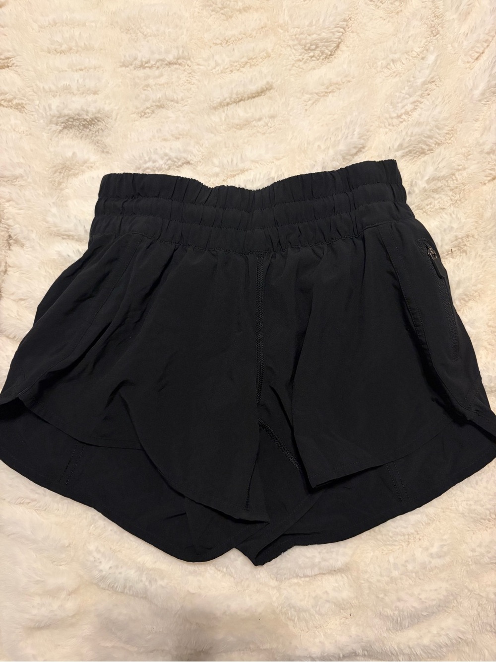 lululemon athletica Black Layered Athletic Shorts with Elastic Waistband